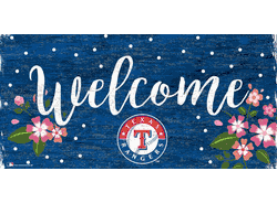 Texas Rangers Welcome Floral 6x12 Sign