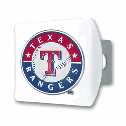 Texas Rangers White Metal Hitch Cover with  3D Color Emblem