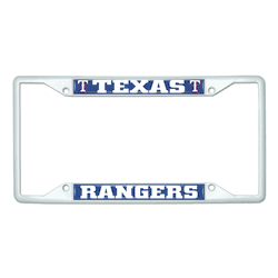 Texas Rangers White Metal License Plate Frame - 6.25"x12.25"