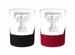 Texas Tech Red Raiders 2pc Laser Etched Commissioner Rocks Glass Set