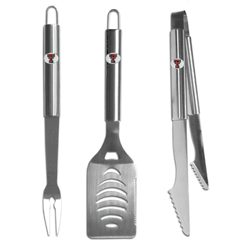 Texas Tech Red Raiders 3 pc Stainless Steel BBQ Set