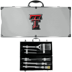 Texas Tech Red Raiders 8 pc Stainless Steel BBQ Set w/Metal Case