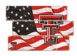 Texas Tech Red Raiders American Flag 3 Plank