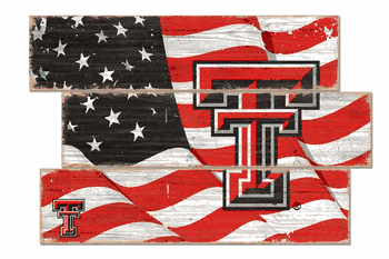 Texas Tech Red Raiders American Flag 3 Plank