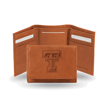 Texas Tech Red Raiders  Brown Embossed Genuine Leather Tri-Fold Wallet