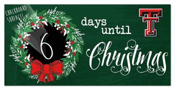 Texas Tech Red Raiders Chalk Christmas Countdown 6x12 Sign