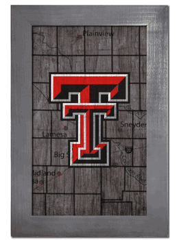 Texas Tech Red Raiders City Map 11x19 Sign