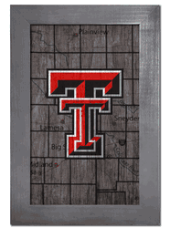 Texas Tech Red Raiders City Map 11x19 Sign