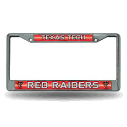 Texas Tech Red Raiders Classic 12" x 6" Silver Bling Chrome Car/Truck/SUV Auto Accessory