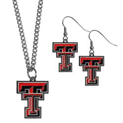 Texas Tech Red Raiders Dangle Earrings and Chain Necklace Set