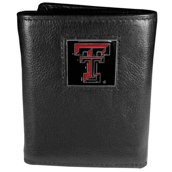 Texas Tech Red Raiders Deluxe Leather Tri-fold Wallet Packaged in Gift Box