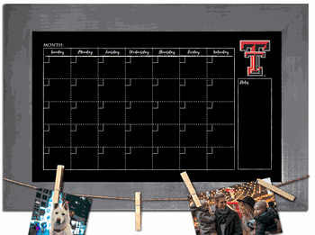 Texas Tech Red Raiders Monthly Chalkboard with frame & clothespins 11x19 Sign