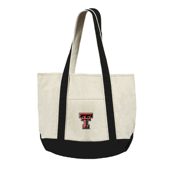 Texas Tech Red Raiders NCAA Logo Canvas Tote with Colored Strap 21x15 inches