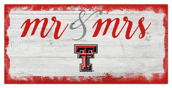 Texas Tech Red Raiders Script Mr & Mrs 6x12 Sign