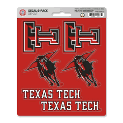 Texas Tech University 6 Count Mini Decal Sticker Pack