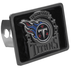 These are heavy-duty hitch plates made from fully cast zinc with raised details and the Tennessee Titans logo with enameled details. The hitch kit includes metal plugs for both the Class II and Class III hitch receivers. The screws and gaskets are included.