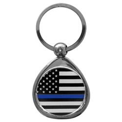 Thin Blue Line Air Force Flag Chrome Key Chain