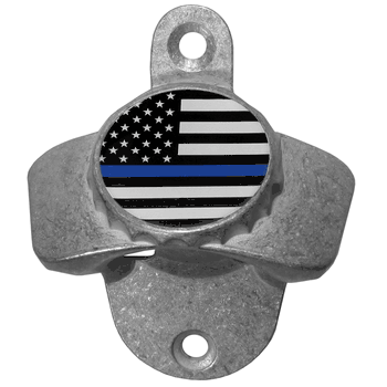 Thin Blue Line Police Flag Wall Mounted Bottle Opener
