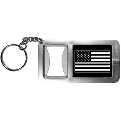 Thin Gray Line Veterans Flag Flashlight Key Chain with Bottle Opener