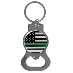 Thin Green Line Army Flag Bottle Opener Key Chain