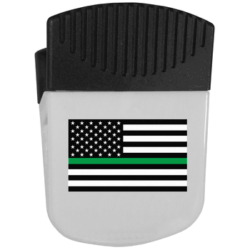 Thin Green Line Army Flag Chip Clip Magnet With Bottle Opener