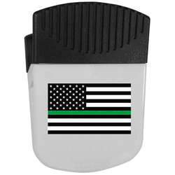 Thin Green Line Army Flag Chip Clip Magnet With Bottle Opener
