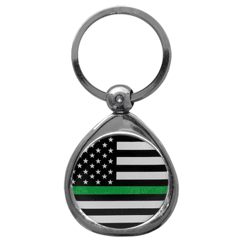 Thin Green Line Army Flag Chrome Key Chain