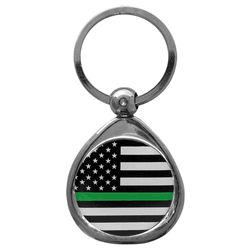 Thin Green Line Army Flag Chrome Key Chain