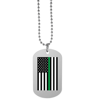 Thin Green Line Army Flag Tag Necklace