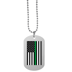 Thin Green Line Army Flag Tag Necklace