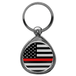 Thin Red Line Coast Guard Flag Chrome Key Chain