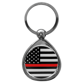 Thin Red Line Coast Guard Flag Chrome Key Chain