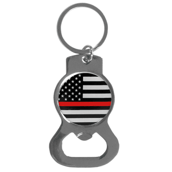 Thin Red Line Firefighter Flag Bottle Opener Key Chain