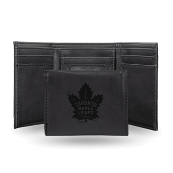 Toronto Maple Leafs Black Laser Engraved Faux Leather Trifold