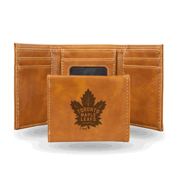 Toronto Maple Leafs Brown Laser Engraved Faux Leather Trifold