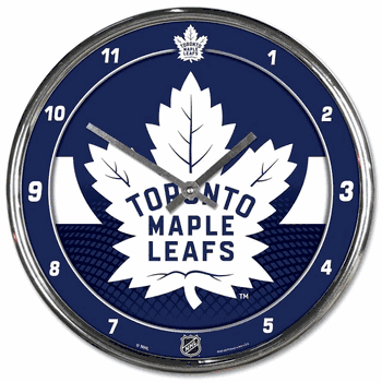 Toronto Maple Leafs Clock Round Wall Style Chrome