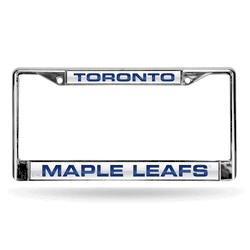 Toronto Maple Leafs Laser Chrome Frame - White Background With Royal Blue Letters