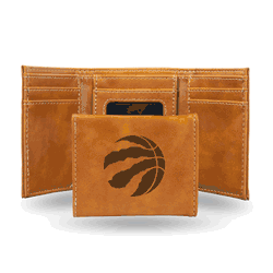 Toronto Raptors Brown Laser Engraved Tri-Fold Wallet