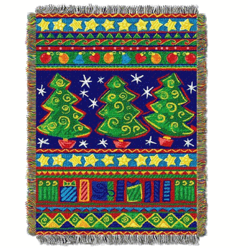 Tree Festivity Holiday Tapestry Throw Blanket 48x60 Inches