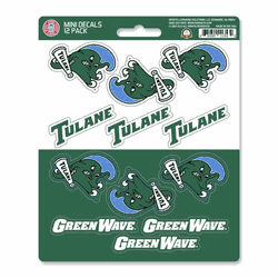 Tulane Green Wave 12 Count Mini Decal Sticker Pack