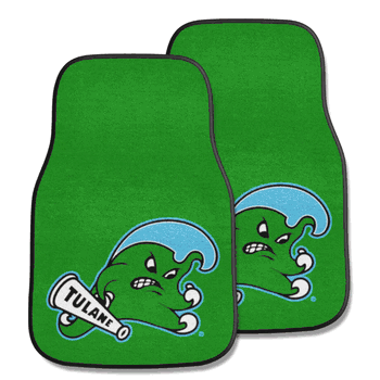 Tulane Green Wave Front Carpet Car Mat Set - 2 Pieces