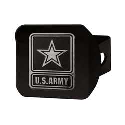 U.S. Army Black Metal Hitch Cover with Metal Chrome 3D Emblem