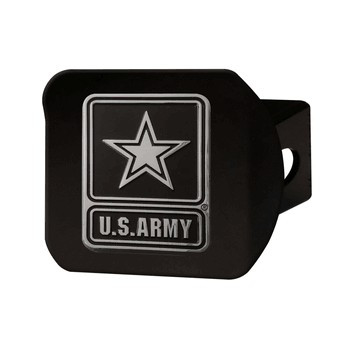 U.S. Army Black Metal Hitch Cover with Metal Chrome 3D Emblem