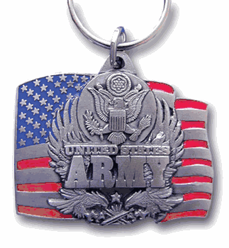 U.S. Army Military Metal Key Chain with Enameled Details