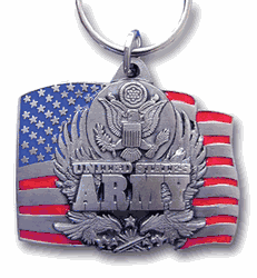 U.S. Army Military Metal Key Chain with Enameled Details