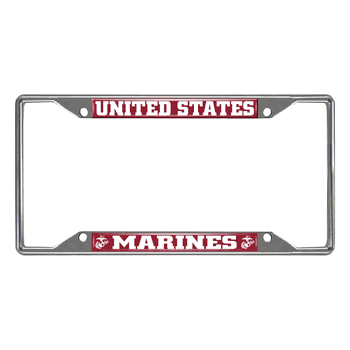 U.S. Marines Chrome Metal License Plate Frame, 6.25in x 12.25in