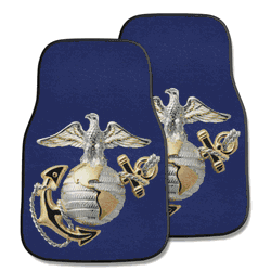U.S. Marines Front Carpet Car Mat Set - 2 Pieces, Full Color Logo