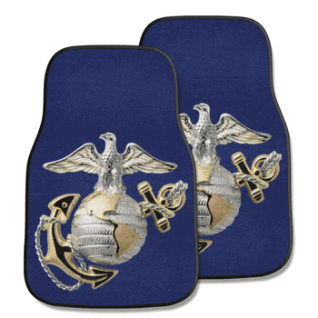 U.S. Marines Front Carpet Car Mat Set - 2 Pieces, Full Color Logo