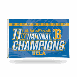 UCLA Bruins 11 Time College Basketball Champs Banner Flag