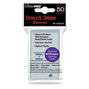 Ultra Pro Board Game Sleeve - 44mm x 68mm European - 50pk
